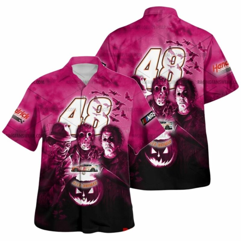 Alex Bowman And Friends Character Movies Nascar Racing Halloween Hawaiian Shirt 1