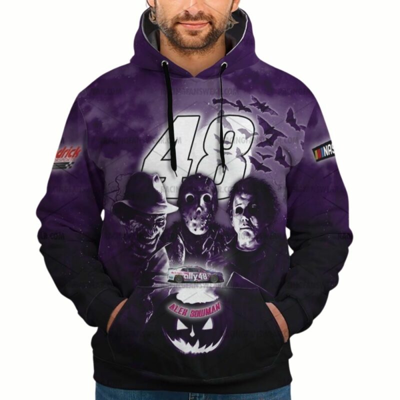 Alex Bowman And Michael Myers Horror Nascar Racing Halloween 3D Hoodie 1