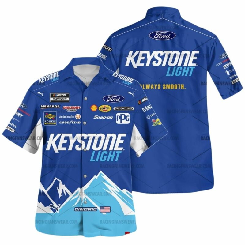 Austin Cindric Nascar Racing 2023 Team Penske Keystone Light Uniform Hawaiian Shirt 1