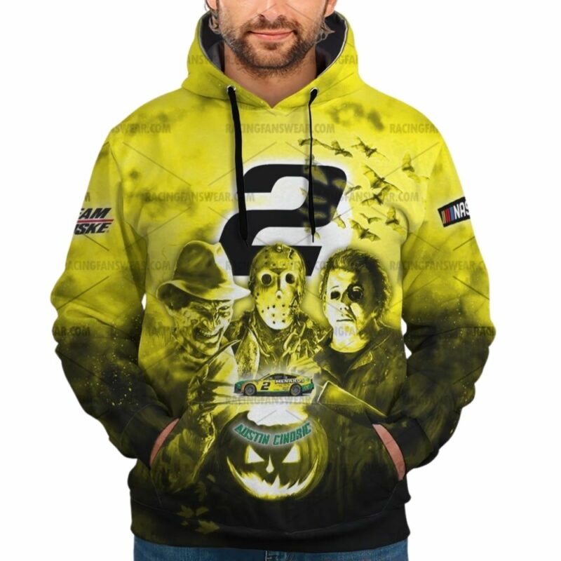 Austin Cindric Nascar Racing With Michael Myers Friends Horror Halloween 3D Hoodie 1