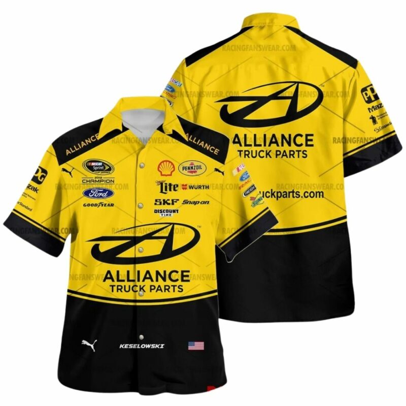 Brad Keselowski Nascar Racing Alliance Truck Parts 2015 Uniform Hawaiian Shirt 1
