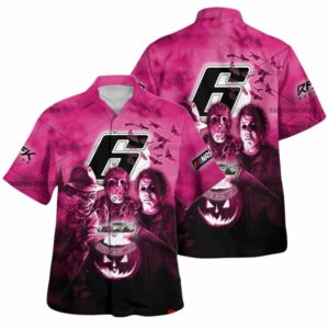 Brad Keselowski Nascar Racing With Michael Myers Friends Horror Halloween Hawaiian Shirt