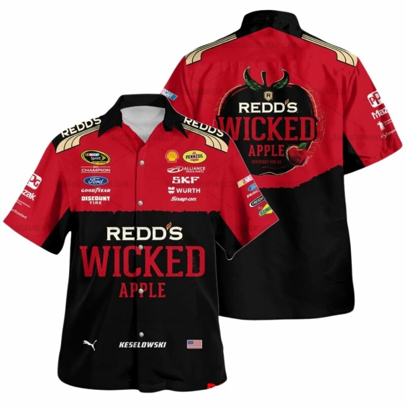 Brad Keselowski Nascar Redds Wicked Apple 2014 Racing Uniform Hawaiian Shirt 1