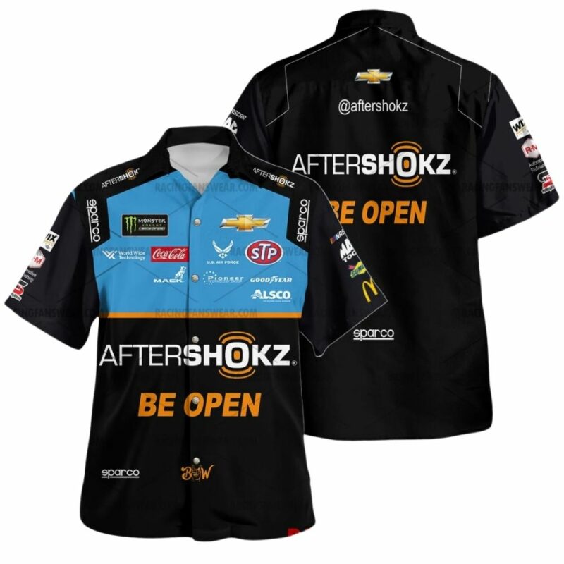 Bubba Wallace Nascar Racing Aftershokz Be Open 2019 Uniform Hawaiian Shirt 1