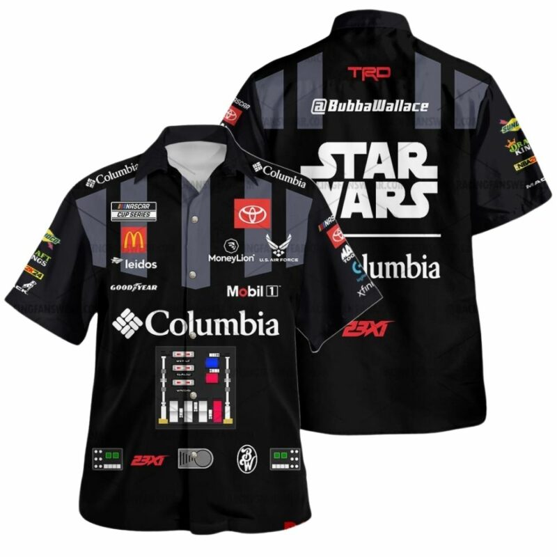 Bubba Wallace Nascar Racing Columbia Mobil 1 Toyota Star Wars 2024 Uniform Hawaiian Shirt 1