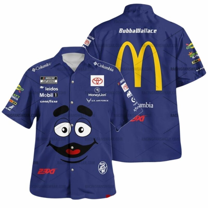 Bubba Wallace Nascar Racing Mcdonalds Mobil 1 Moneylion Toyota 2024 Uniform Hawaiian Shirt 1