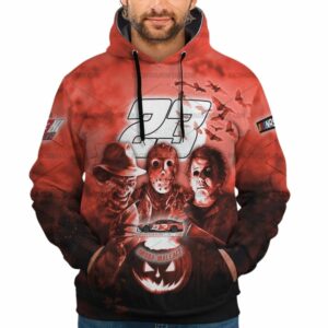 Bubba Wallace Nascar Racing With Michael Myers And Friends Horror Halloween All Over Print Hoodie