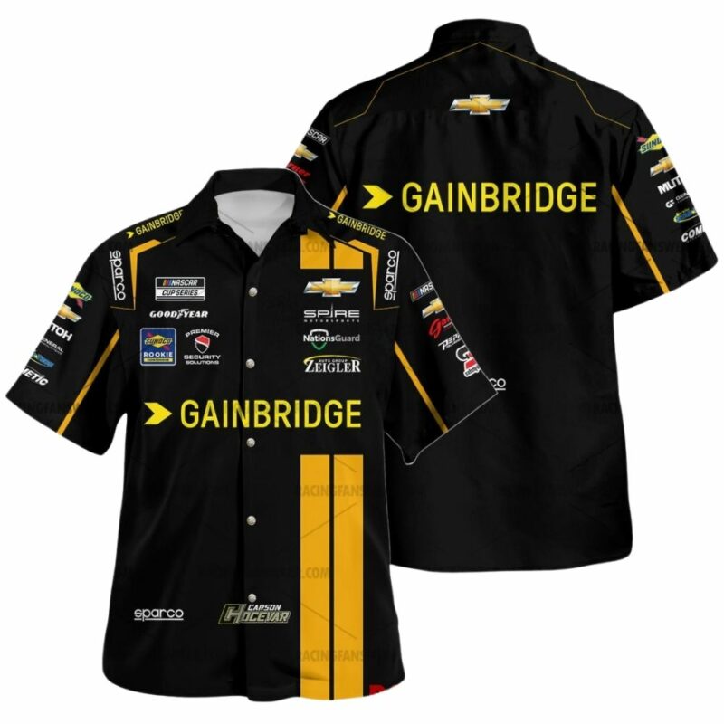 Carson Hocevar Nascar Racing 2024 Spire Motorsports Gainbridge Uniform Hawaiian Shirt 1