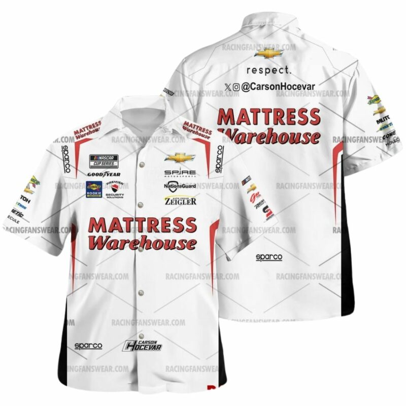 Carson Hocevar Nascar Racing Mattress Warehouse 2024 Uniform Hawaiian Shirt 1