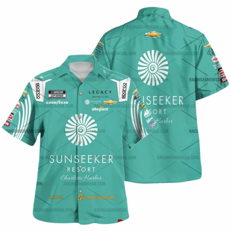 Carson Hocevar Nascar Racing Sunseeker Resort 2023 Uniform Hawaiian Shirt 1