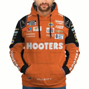 Chase Elliott Nascar Racing 2024 Hendrick Motorsports Hooters Uniform All-over Print Hoodie