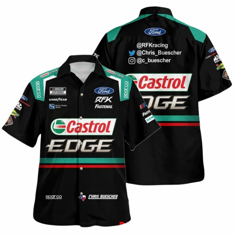 Chris Buescher Castrol Edge Nascar 2023 Racing Uniform Hawaiian Shirt 1