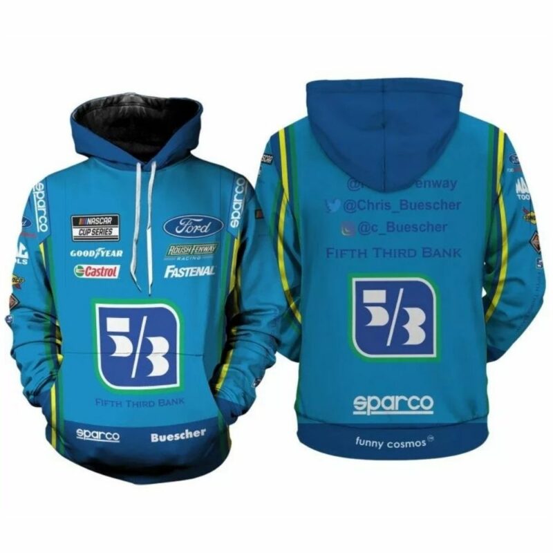 Chris Buescher Fifth Third Bank Nascar 2022 Racing Uniform 3D Hoodie 1