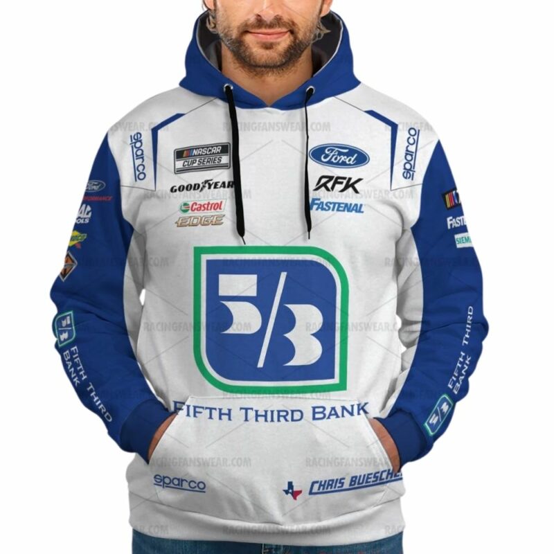 Chris Buescher Ford Rfk Fastenal Fifth Third Bank Nascar 2023 Racing 3D Hoodie 1