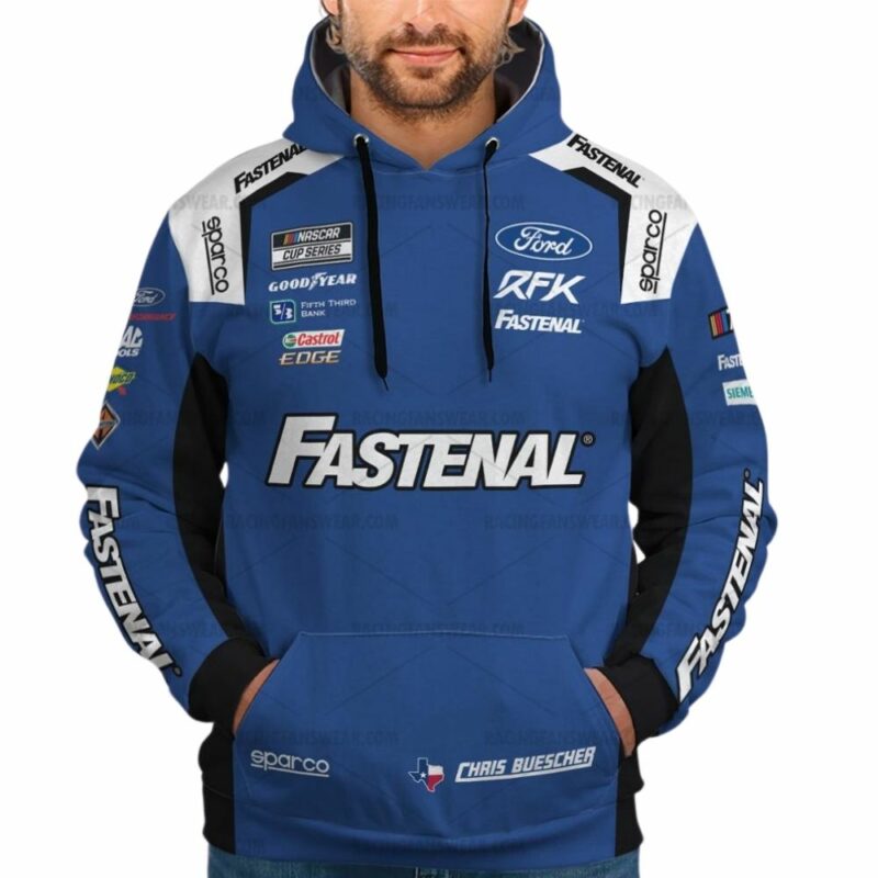 Chris Buescher Ford Rfk Fastenal Nascar 2023 Racing Uniform 3D Hoodie 1