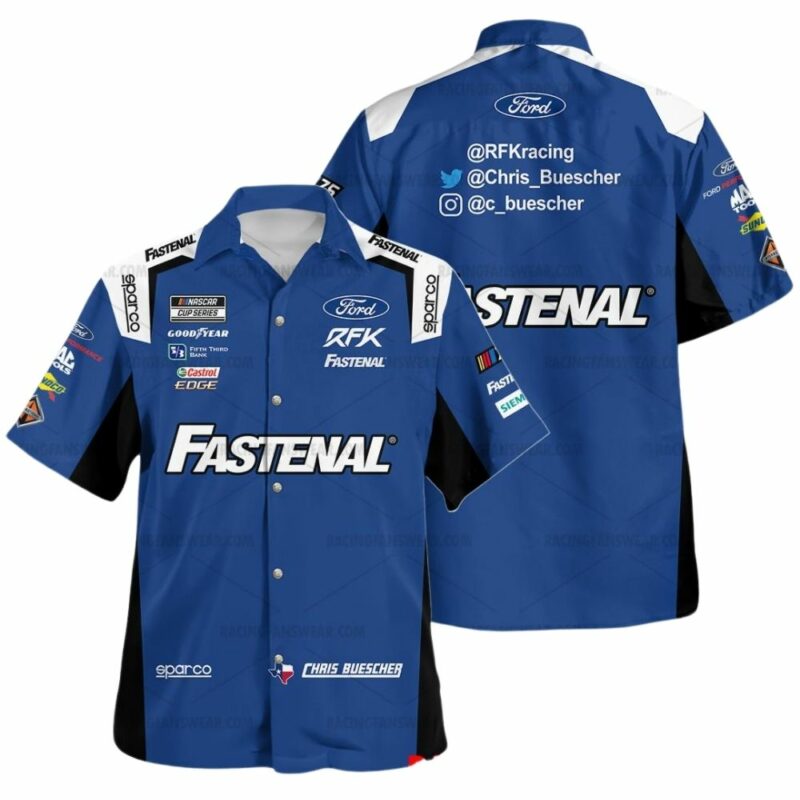 Chris Buescher Ford Rfk Fastenal Nascar 2023 Racing Uniform Hawaiian Shirt 1