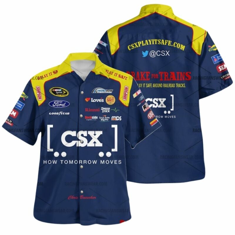 Chris Buescher I Brake For Trains Nascar Racing 2016 Uniform Hawaiian Shirt 1