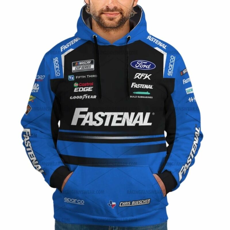 Chris Buescher Nascar Racing 2024 Rfk Racing Fastenal Uniform 3D Hoodie 1