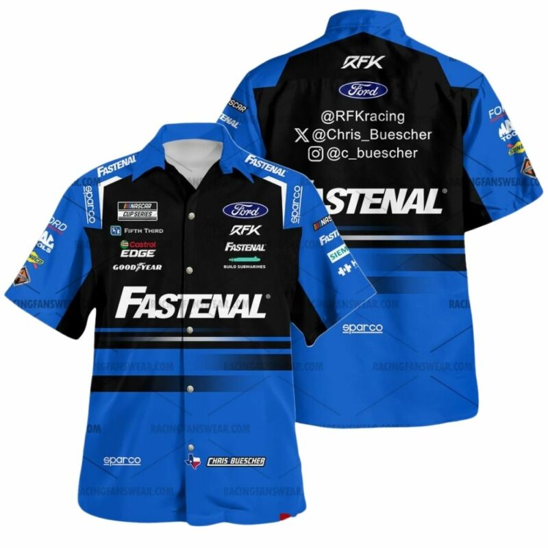 Chris Buescher Nascar Racing 2024 Rfk Racing Fastenal Uniform Hawaiian Shirt 1