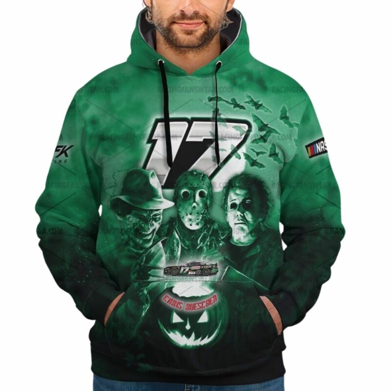 Chris Buescher Nascar Racing With Michael Myers Friends Horror Halloween 3D Hoodie 1