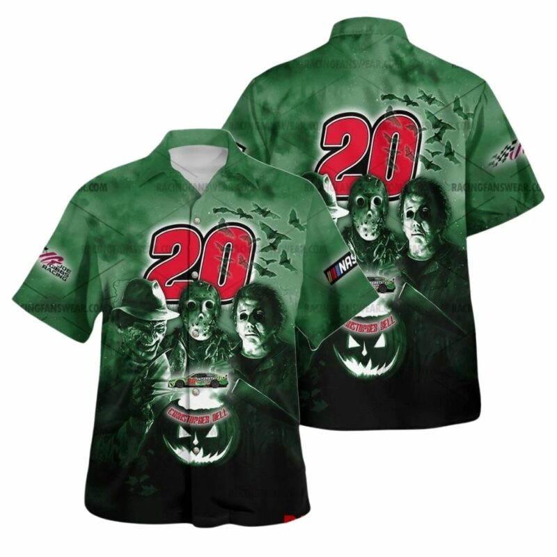 Christopher Bell 20 With Friends Horror Nascar Joe Gibbs Racing Halloween Hawaiian Shirt 1