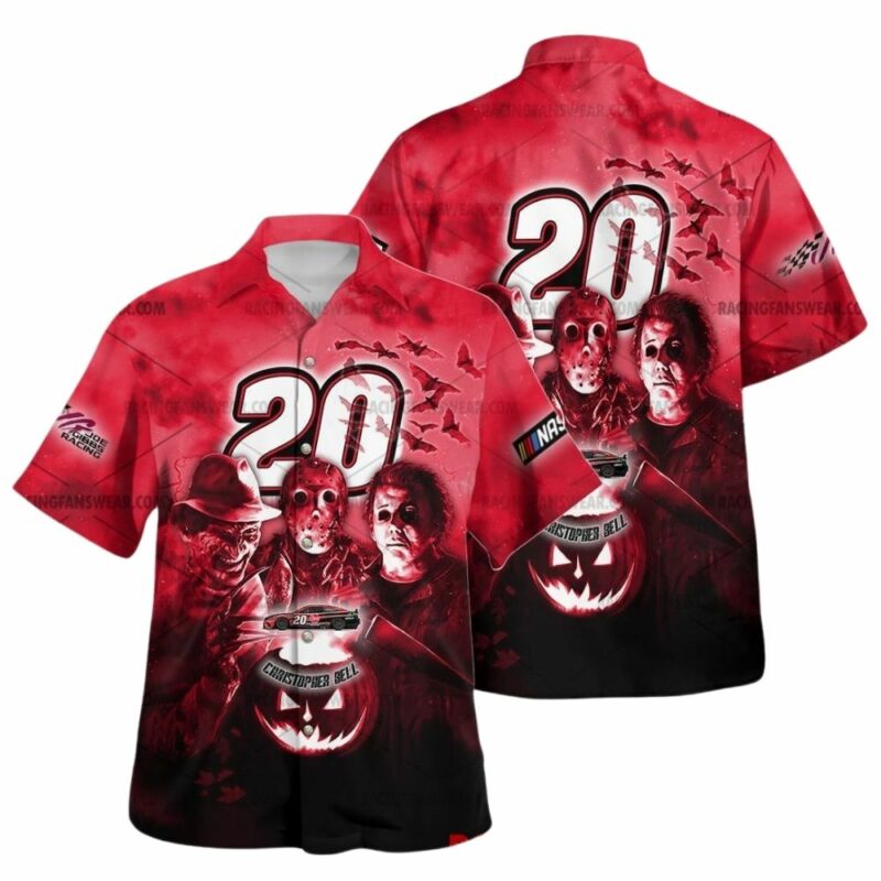 Christopher Bell With Friends Horror Nascar Joe Gibbs Racing Halloween Hawaiian Shirt 1