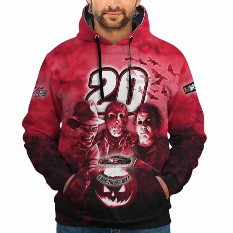 Christopher Bell With Michael Myers Friends Horror Nascar Racing Halloween 3D Hoodie 1