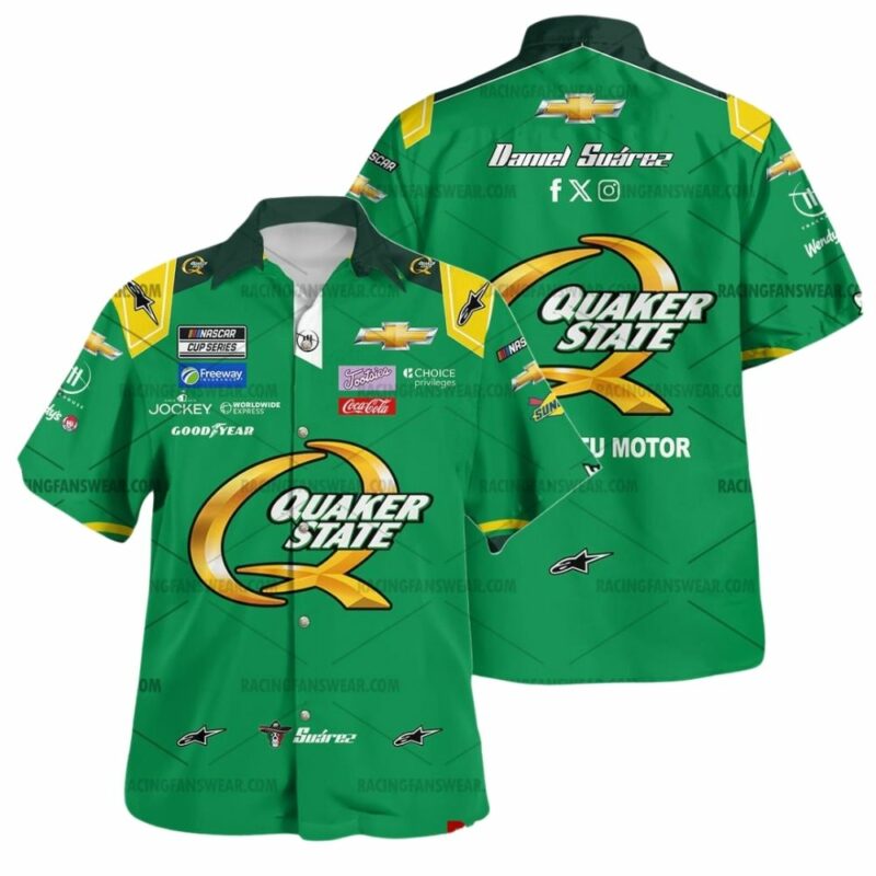 Daniel Suarez Nascar Racing 2024 Trackhouse Racing Quaker State Uniform Hawaiian Shirt 1