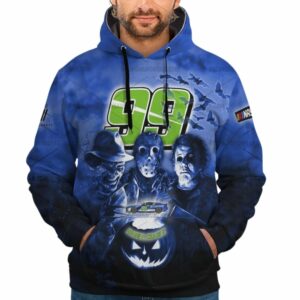 Daniel Suarez Nascar Racing With Michael Myers Friends Horror Halloween All Over Print Hoodie
