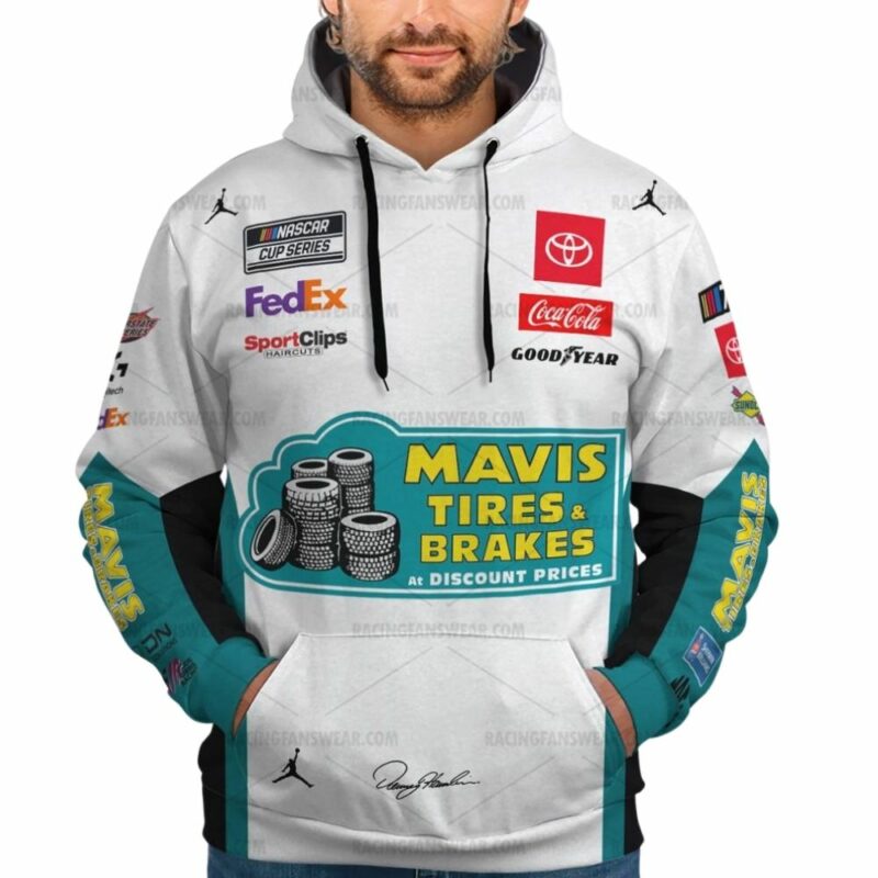 Denny Hamlin Nascar 2023 Racing Mavis Tires Brakes Uniform 3D Hoodie 1