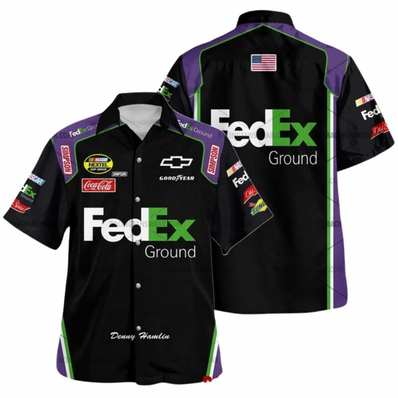 Denny Hamlin Nascar Racing 2007 Fedex Ground Uniform Hawaiian Shirt 1
