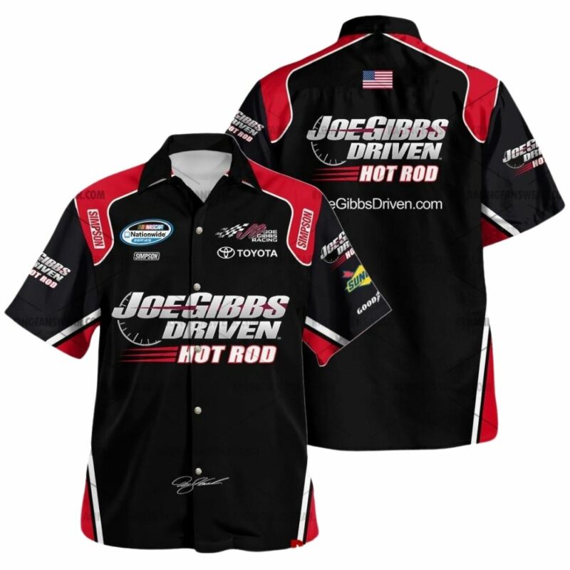 Denny Hamlin Nascar Racing 2008 Joegibbs Driven Hot Rod Uniform Hawaiian Shirt 1