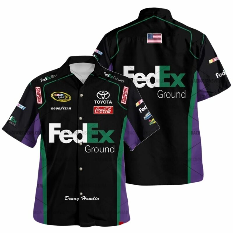Denny Hamlin Nascar Racing 2010 Fedex Ground Uniform Hawaiian Shirt 1