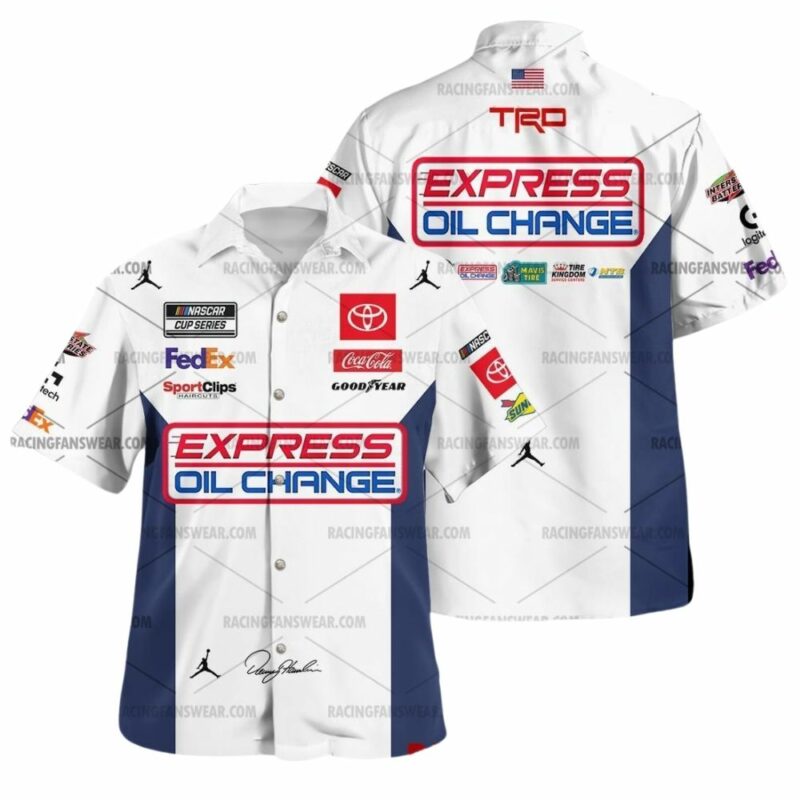 Denny Hamlin Nascar Racing 2024 23Xi Racing Express Oil Change Uniform Hawaiian Shirt 1