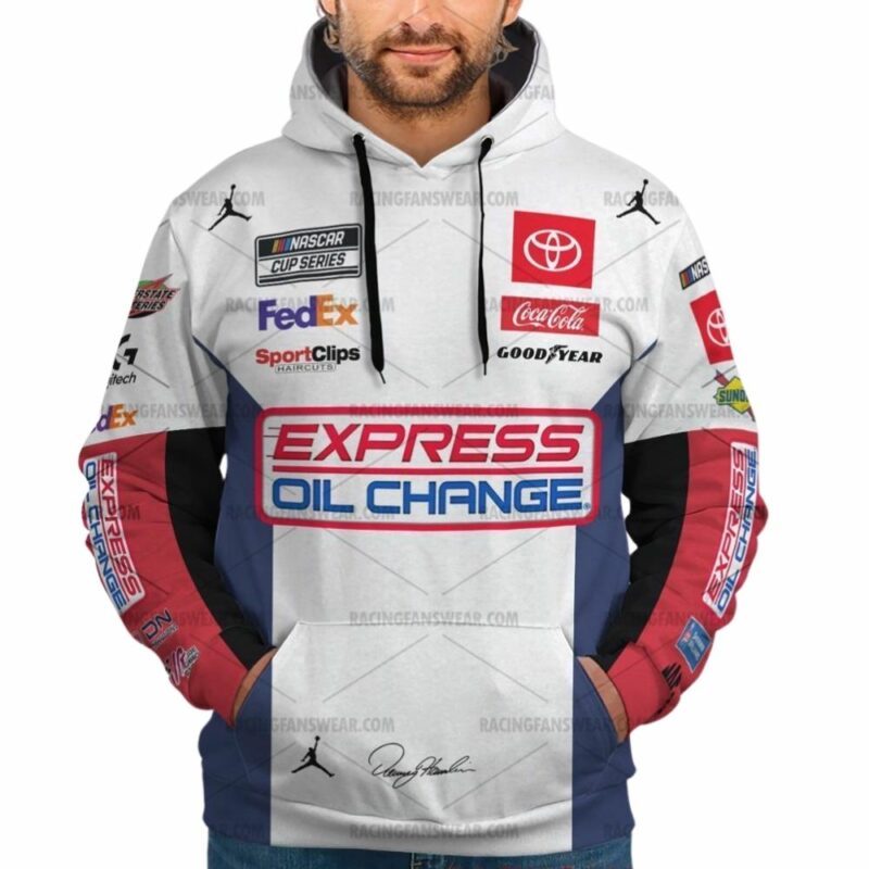 Denny Hamlin Nascar Racing 2024 Racing Express Oil Change Uniform 3D Hoodie 1