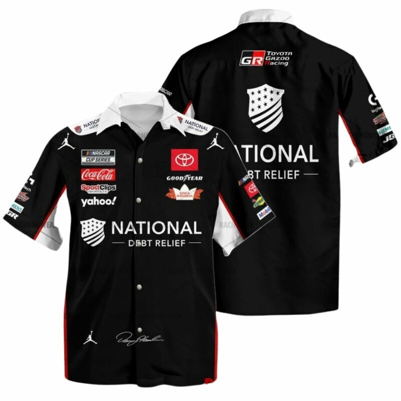 Denny Hamlin Nascar Racing 2025 National Debt Relief Uniform Hawaiian Shirt 1