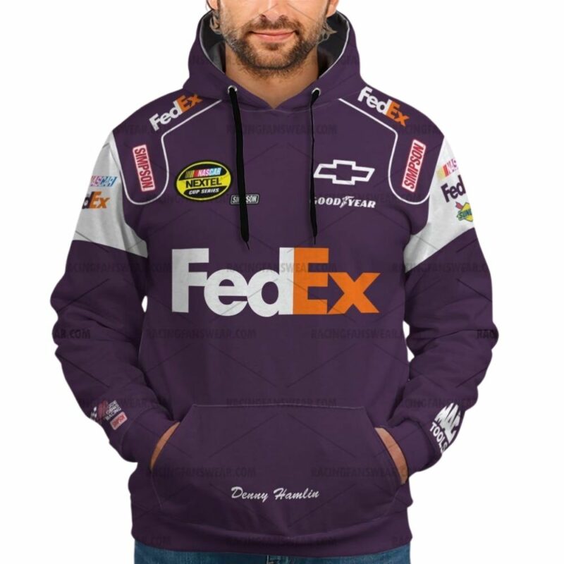 Denny Hamlin Nascar Racing Fedex Good Year And Simpson Uniform 3D Hoodie 1