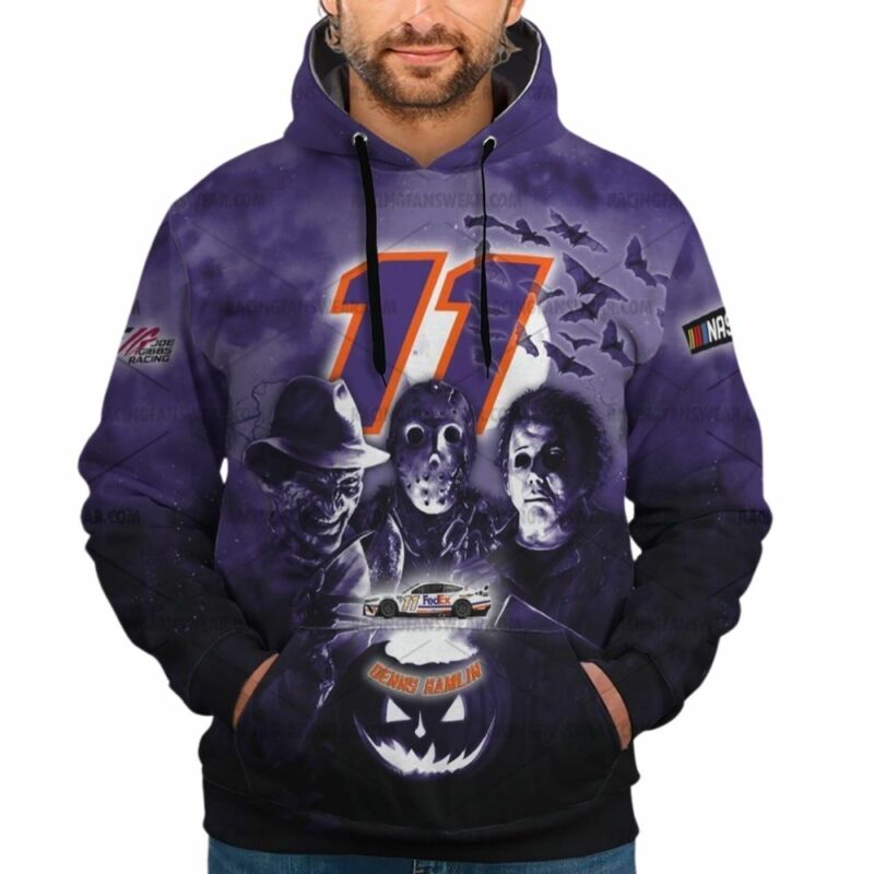 Denny Hamlin Nascar Racing Fedex With Friends Horror Halloween 3D Hoodie 1