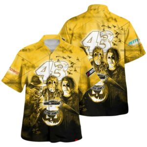 Erik Jones 43 Nascar Racing With Michael Myers Friends Horror Halloween Hawaiian Shirt