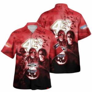 Erik Jones Nascar Racing With Michael Myers Friends Horror Halloween Hawaiian Shirt