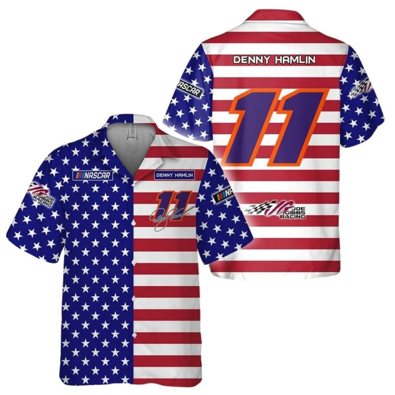 Independence Day Denny Hamlin Nascar Racing Hawaiian Shirt 1