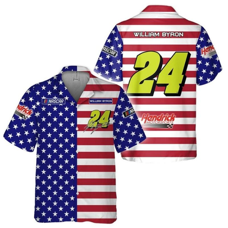 Independence Day William Byron Nascar Racing Signature Hawaiian Shirt 1