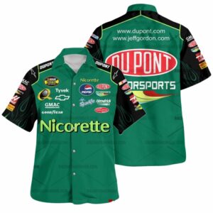 Jeff Gordon Nascar Racing 2007 Nicorette Uniform Hawaiian Shirt