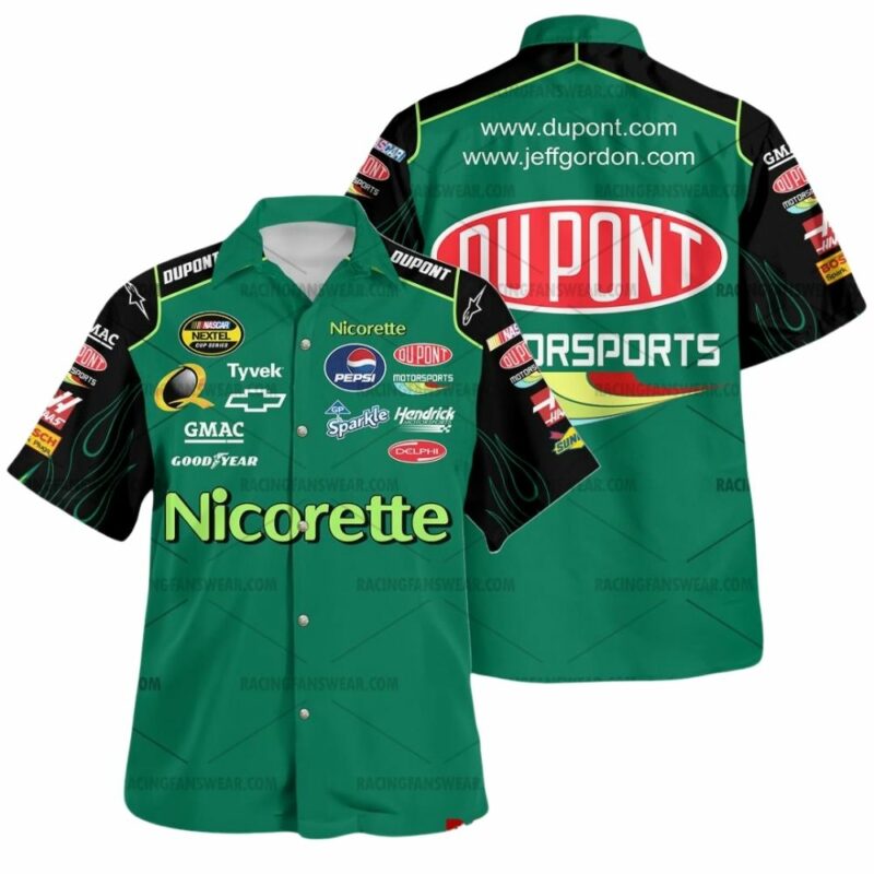 Jeff Gordon Nascar Racing 2007 Nicorette Uniform Hawaiian Shirt 1