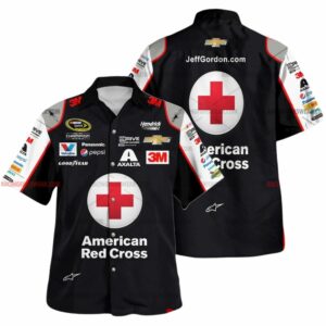 Jeff Gordon Nascar Racing American Red Cross 2015 Uniform Hawaiian Shirt