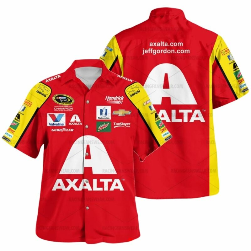Jeff Gordon Nascar Racing Axalta Moutain Dew Valvoline And Hendrick Motorsport Uniform Hawaiian Shirt 1