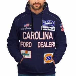 Jeff Gordon Nascar Racing Carolina Ford Dealers 1992 Uniform All Over Print Hoodie