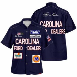 Jeff Gordon Nascar Racing Carolina Ford Dealers 1992 Uniform Hawaiian Shirt