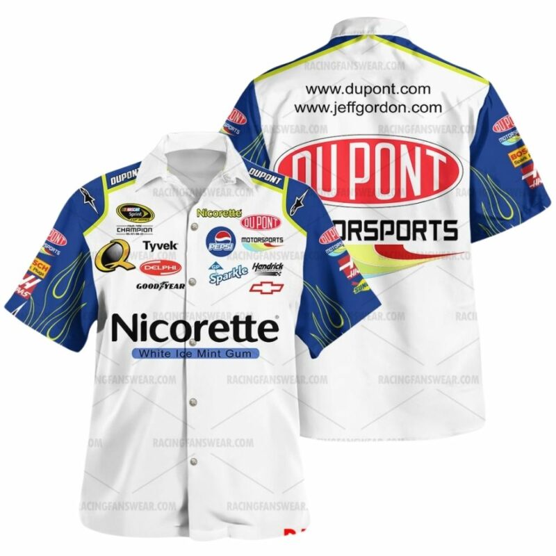 Jeff Gordon Nascar Racing Dupont And Nicorette Uniform Hawaiian Shirt 1