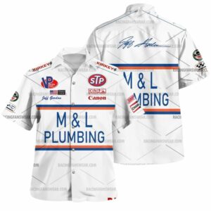 Jeff Gordon Nascar Racing M L Plumbing 1991 Uniform Hawaiian Shirt